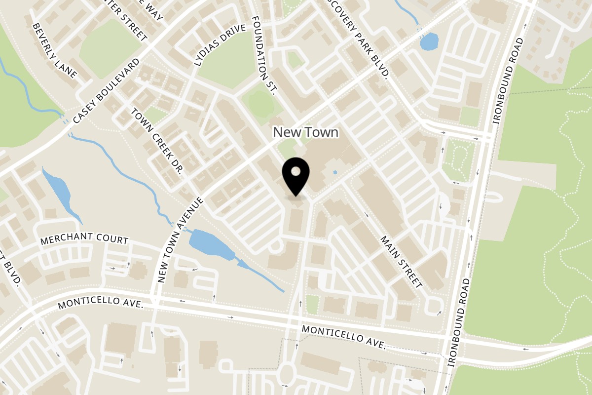 Map showing the location of Center Street Grill on 5101 Center St in Williamsburg